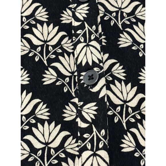 Boden Button Front Midi Black ad White Floral Short Sleeve Dress Size XL Boho - Picture 4 of 4